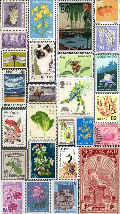 stamps! #vintage #stamps #collage #wallpaper #vintagestamps Stamp Design Ideas Art, Vintage Postage Stamps Printable, Vintage Stamps Printable, Stamps Aesthetic, Vintage Post Stamps, Stamps Wallpaper, Stamp Wallpaper, Tablet Aesthetic, Vintage Stamps Postage