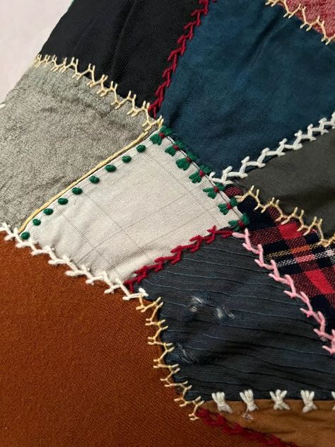 How to Crazy Quilt: Guide and Tutorial for Beginners - Create Whimsy Victorian Crazy Quilts, How To Sew A Crazy Quilt, Crazy 8 Quilt Pattern, Crazy Quilt Christmas Stocking Pattern, Embroidery Stitches For Crazy Quilts, Engelbreit Crazy Quilt Fabric, Crazy Quilt Tutorials, Stitching Patterns, Crazy Patchwork