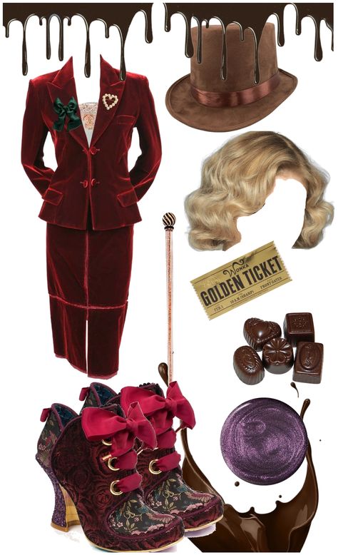 Wonka Outfit, Green Png, Pearl Heart, Willy Wonka, Heart Brooch, Chocolate Factory, Outfit Maker, Outfit Shoplook, Outfit Ideas