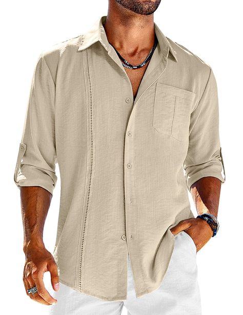 Linnet, Mens Guayabera Shirts, Cuban Shirts, Short Sleeve Tops Casual, Guayabera Shirt, White Clothes, Linen Shirt Men, Casual Long Sleeve Shirts, Mens Linen