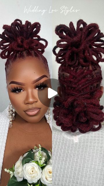 Jackie. on Instagram: "💍 Wedding Loc Style Series

Ep. 11: Half Up Half Down Loc Barrel Petal Buns

——

Earrings: @sheinofficial 

p r o d u c t s:
+ rubber bands

#bridallocstyles #bridallocs #weddinglocstyles #weddinglocs #locstyles #locstylesforwomen #iamjackiecymone" Two Loc Petal Buns, Black Brides Hairstyles Locs, Loc Side Styles, Updo Hairstyles For Locs, Loc Petal Bun Styles, Loc Hairstyles For Wedding, Half Up Half Down Loc Styles Locks, Loc Half Up Half Down Styles, Curly Loc Updo Styles