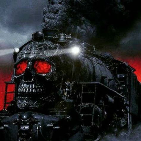 Skull train Steampunk Technology, Train Tattoo, Arte Indie, The Dark Tower, New Retro Wave, Gif Photo, Train Art, Crazy Train, Ff Logo