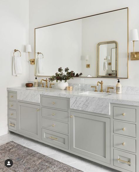 Bathroom Cabinet Colors, Grey Bathroom Cabinets, Best Gray Paint, Best Gray Paint Color, Master Bath Design, Master Bath Vanity, Baths Interior, Painted Vanity, Master Bath Remodel