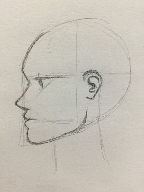 Face Outline Reference, Sketched Faces Simple, Guy Profile Drawing, Profile Sketch Tutorial, How To Draw A Simple Face, How To Draw Side Profile Face, Drawing Face Profile, How To Draw People From The Side, Sketch Face Easy