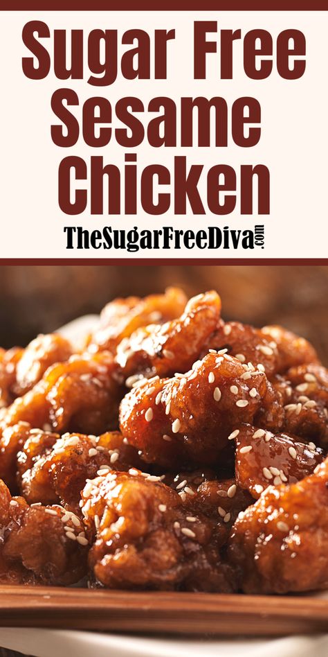 Sesame Chicken Recipe, Healthy Recipes For Diabetics, Sesame Chicken, Bariatric Recipes, Keto Recipes Dinner, Sugar Free Desserts, Low Carb Chicken, Low Carb Dinner, Sugar Free Recipes