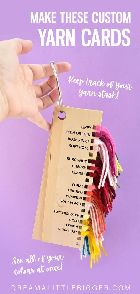 DIY Wooden Yarn Card Organizers ⋆ Dream a Little Bigger Diy Yarn Organizer, Crochet Water Bottle Holder, Homemade Home, Red Pumpkins, Loose Leaf Binder, Home Organization Ideas, Expressions Vinyl, Yarn Organization, Diy Yarn