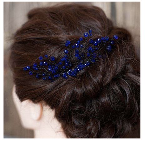 Navy Blue Wedding Dresses, Vintage Hair Combs Wedding, Blue Wedding Hair, Vintage Hair Comb, Wedding Party Hair, Wedding Hair Head Piece, Romantic Hairstyles, Party Hair Accessories, Bridal Women