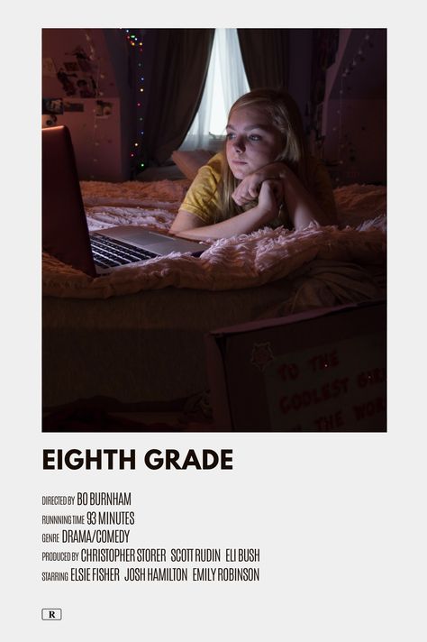 eighth grade alternative minimal movie poster Eight Grade Movie, Coming Of Age Movies, Movies To Watch Teenagers, Movie To Watch List, Drama Tv Shows, Great Movies To Watch, Girly Movies, Iconic Movie Posters, Teen Movies