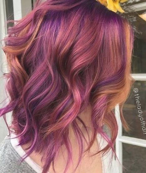 Tumblr, Pop Culture Halloween Costumes, Hair Color Ombre, Unnatural Hair Color, Sunset Hair, Hair Styels, Dyed Hair Purple, Peekaboo Hair, Cute Hair Colors