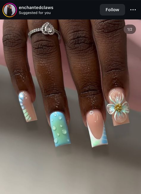 Nails Design For Cruise, Birthday Nail Set Ideas Simple, Vacation Square Nails, Senior Pictures Nails Ideas, Senior Picture Nail Ideas, Back2school Nails, Nail Inspo Vacation, Vacation Nail Art, Cruise Nails