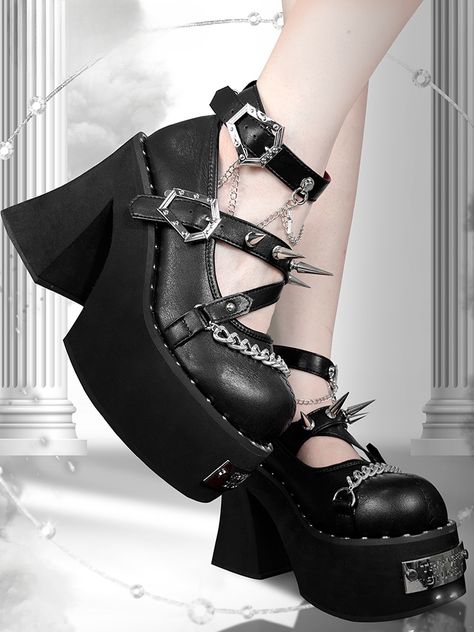 Leather high heel boots