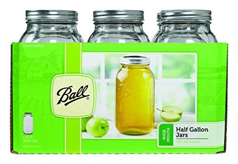 Ball Wide Mouth Half Gallon 64 Oz Jars with Lids and Bands, Set of 6 Ball http://www.amazon.com/gp/product/B0041SWYFQ/ref=as_li_qf_sp_asin_il_tl?ie=UTF8&camp=1789&creative=9325&creativeASIN=B0041SWYFQ&linkCode=as2&tag=divinetreas03-20&linkId=M3KLUKODZ6ODRKI6 Half Gallon Mason Jars, Gallon Mason Jars, Toples Kaca, Gallon Jars, Canning Supplies, Jars With Lids, Wide Mouth Mason Jars, Ball Mason Jars, Clear Glass Jars