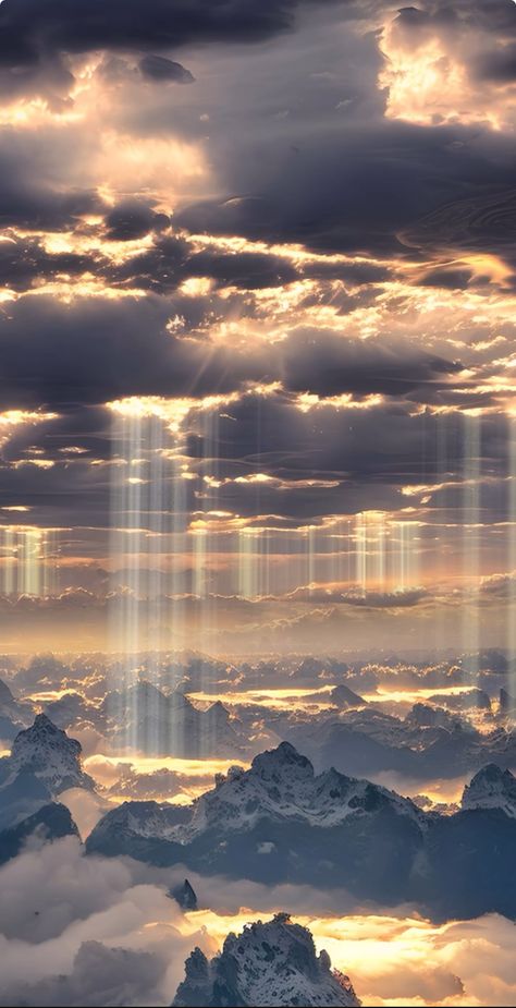 Landscape Wallpaper For Iphone, Aesthetic Sky Collage, Sunbeams Through Clouds, Overcast Sky Aesthetic, Sky Fantasy Aesthetic, Above The Clouds Wallpaper, Air Asthetics Photos, Heaven Asthetic Picture, Pretty Landscapes Aesthetic