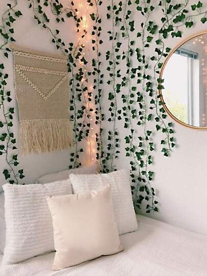 Zen Aesthetic, College Food, Fall Room Decor, Future Room, Aesthetic Room Ideas, Vine Wall, Inspire Me Home Decor, Boho Room, Leaf Garland