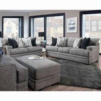 Blue And Gray Living Room, Ashley Furniture Living Room, Stationary Collection, Living Room Decor Gray, Chair And A Half, Room Color, Denim Material, Living Room Decor Apartment, Living Room Grey