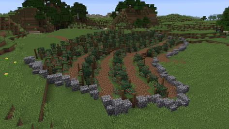 Minecraft Berry Farm Ideas, Minecraft Medieval Farm Ideas, Mc Farm, Minecraft Kale, Construction Minecraft, Minecraft Building Guide, Minecraft Garden, Capas Minecraft, Minecraft Decoration