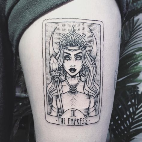 Empress Tarot Card Tattoo, The Empress Tarot, Abstract Tattoo Ideas, Empress Tarot Card, Back Of Arm Tattoo, Tarot Card Tattoo, Astrology Tattoo, Tarot Tattoo, Empress Tarot