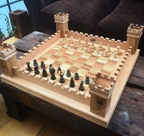 Chess Table Diy, Cool Chess Boards, Diy Chess Board, Diy Chess Set, Chess Board Table, Game Room Ideas, Wood Chess Board, Chess Boards, Wooden Chess Board