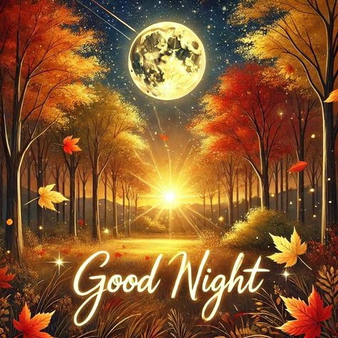 Happy Thanksgiving Good Night, Have A Great Evening Images, Good Night Fall Images And Quotes, Good Night Fall Images, Autumn Good Night, Good Night Fall, Good Night Meme, Photos Of Good Night, Night Greetings