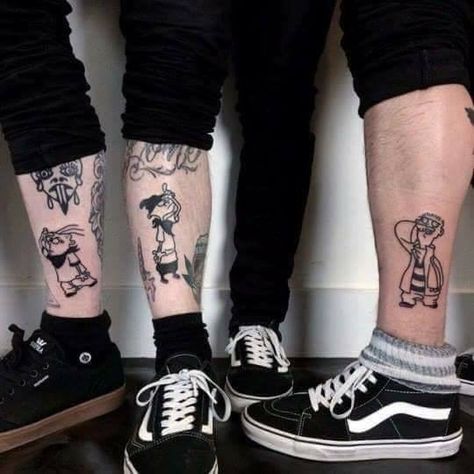 Ed Edd And Eddy Tattoo Ideas, Ed Edd And Eddy Tattoo, Ed Edd Eddy, Tattoos Masculinas, Wicked Tattoos, Ed Edd, Friendship Tattoos, Cartoon Tattoos, Sister Tattoos