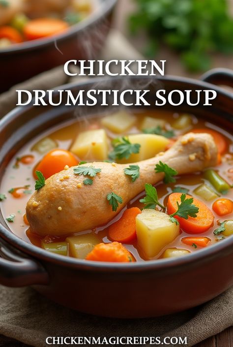 Looking for the ultimate comfort soup? 🍲 This Chicken Drumstick Soup is hearty, flavorful, and packed with tender chicken, veggies, and a soul-warming broth. Perfect for chilly nights, quick weeknight dinners, or when you need a bowl of pure comfort. It’s easy to make and tastes like home in every bite!

👉 Click to grab the full recipe and make this nourishing soup today!

#ChickenDrumstickSoup #ComfortSoup #ChickenRecipes #HomemadeSoup #EasyDinnerIdeas #HealthyRecipes #WinterMeals #ChickenMagicRecipes #SoupSeason Chicken Drumstick Soup, Drumstick Soup, Hearty Chicken Noodle Soup, Nourishing Soup, Thai Chicken Soup, Chicken Drumstick, Cozy Dinners, Chicken Veggies, Hearty Chicken