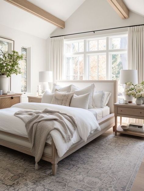 French Transitional Bedroom, Classic Cottage Interiors, Modern Traditional Bedroom Ideas, French Contemporary Bedroom, Bedroom False Ceiling Ideas, Posh Bedroom, False Ceiling Ideas, Light And Airy Bedroom, Bedroom False Ceiling