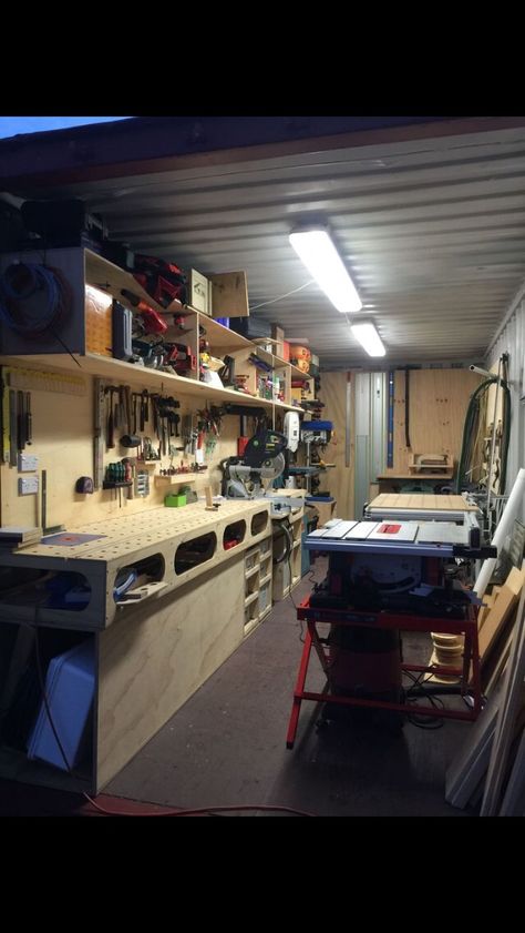 Shipping Container Shop Workshop, Shipping Container Garage Workshop, Shipping Container Workshop Ideas, Container Workshop Ideas, Container Shed Ideas, Container Garage Ideas, Shipping Container Shop, Shipping Container Garage, Container Workshop