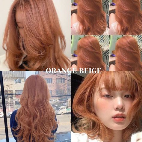 Orange Ash Hair, Hair Color Ideas For Yellow Undertones, Apricot Orange Hair, Reddish Gold Hair, Natural Reddish Brown Hair, Caramel Orange Hair, Strawberry Blonde Asian Hair, Light Autumn Hair Color, Strawberry Orange Hair