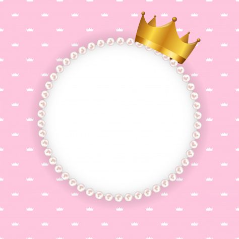 Princess crown circle frame with pearls ... | Premium Vector #Freepik #vector #background #frame #circle #fashion Circle Frame Logo, Crown Background, Princess Frame, Guys 21st Birthday, Gold Circle Frames, Frame Circle, Circle Fashion, Baby Art Projects, Cake Logo Design