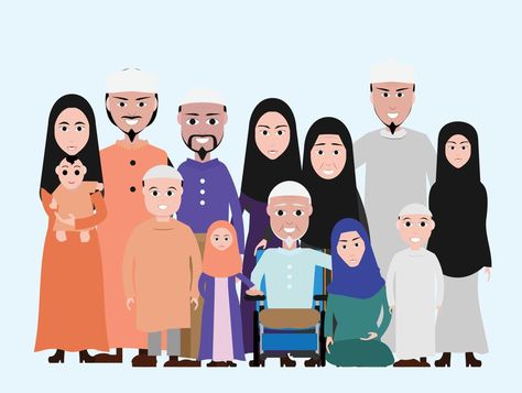 Muslim Family Cartoon, Family Cartoon Illustration, Family Meeting, Muslim Family, Cartoon Image, Family Drawing, Cartoon Photo, Family Cartoon, 3 Boys