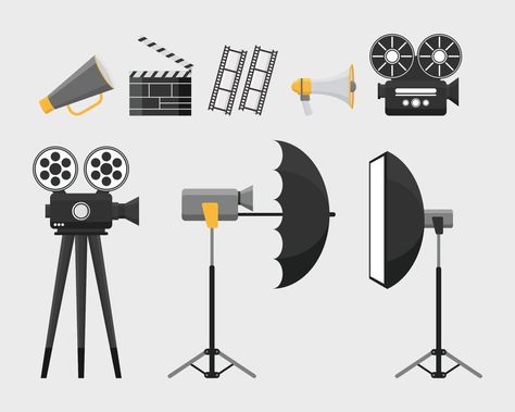 Art Tools, Iconic Movies, Online Tools, Tools And Equipment, Cinematography, Online Art, Vector Art, Vector Free, Vector Illustration