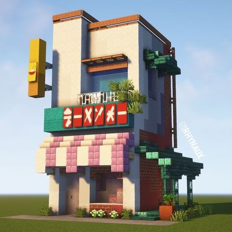 Minecraft Noodle Shop, Minecraft Convenience Store, Minecraft Alleyway, Minecraft City Street, Minecraft City Ideas, Minecraft Modern City, Interior Minecraft, Minecraft Shops, Minecraft Steampunk