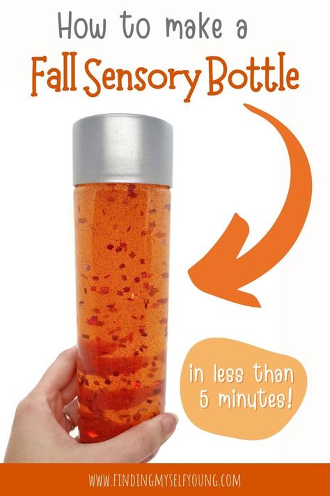 falling leaves autumn sensory bottle Fall Sensory Bottles, Fall Sensory, Discovery Bottles, Sensory Bottle, Calm Down Corner, Finding Myself, Leaves Falling, Sensory Bottles, Shaker Bottle