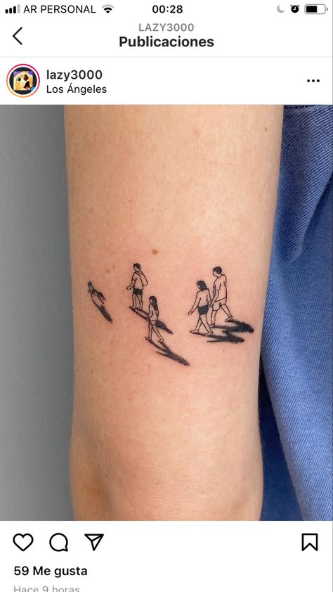 People Walking Tattoo, Tattoos Of People, Tiny People Tattoo, Little People Tattoo, Group Tattoos, Aesthetic Tattoo Ideas, Unique Tattoo Ideas, Abstract Tattoo Designs, Food Tattoos