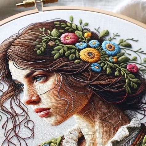 Embroidery Faces, Idea Embroidery, Hoops Embroidery, Hair Embroidery, Embroidery Face, Portrait Embroidery, Face Embroidery, Embroidery Painting, Clothes Embroidery Diy