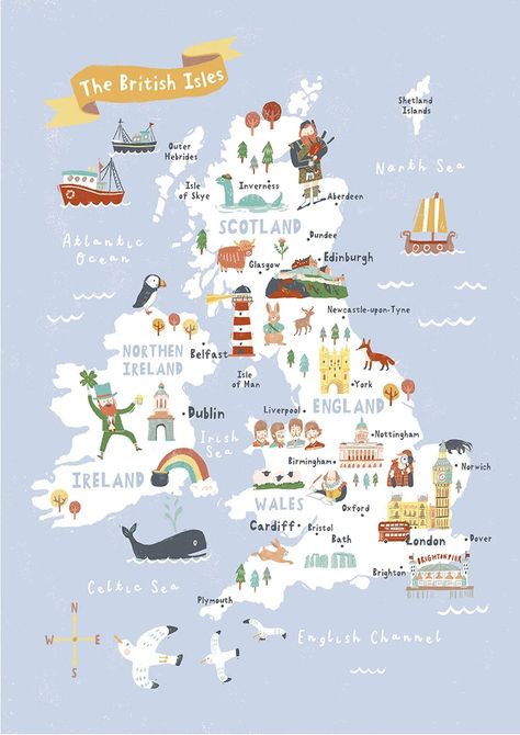 The British Isles Map | Maps Culture Of England, Art Prints For Kids, British Isles Map, Uk Map, Cartoon Map, Belfast Ireland, South America Map, London Brighton, Global Map