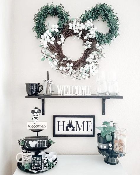 Adult Disney Bedroom, Coffee And Wine Bar, Disney Core, Disney House Ideas, Diy Mickey Mouse, Casa Disney, Disney Bathroom, Disney Kitchen Decor, Disney Coffee