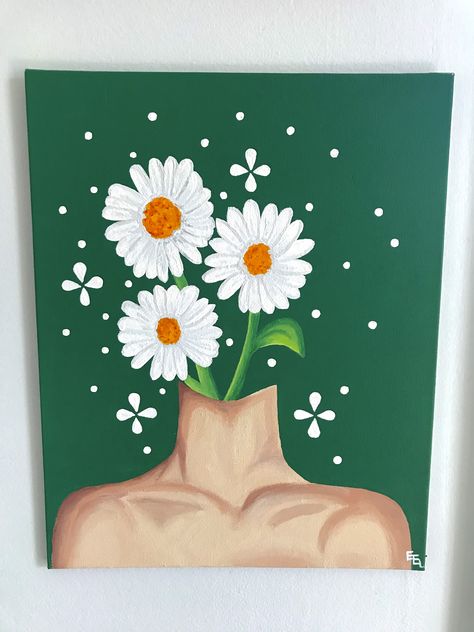 Mushroom Canvas Painting Easy, Big Easy Paintings, Easy Drawings Flowers, Floral Painting Easy, Random Painting Ideas, Canvas Painting For Home Decor, Christmas Painting Ideas On Canvas, Day Painting Ideas, Canvas Christmas Painting Ideas