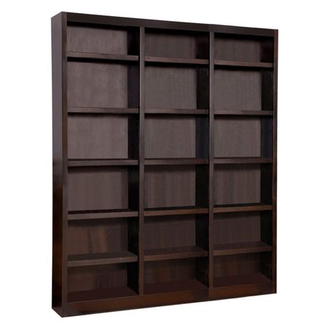 Concepts in Wood 15 Shelf Wall Storage Bookcase | Hayneedle Espresso Furniture, Wide Bookcase, Storage Bookcase, Wall Storage Unit, Library Bookcase, Shelf Cabinet, Office Shelf, Bookcase Styling, Veneer Panels