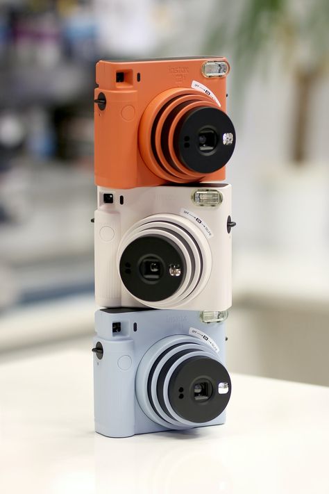 Instax Square Sq1, Fuji Polaroid, Fujifilm Instax Square, Instax Square, Orange And Silver, Instax Film, Fuji Instax, Cute Camera, Instant Film Camera