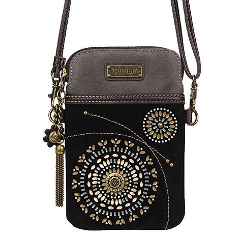 Chala Crossbody Cell Phone Purse - Women Faux Suede Multicolor Handbag with Adjustable Strap - Starburst - Black Chala Handbag, Crossbody Phone Purse, Crochet Phone Cases, Mini Crossbody Purse, Cell Phone Pouch, Cell Phone Bag, Cell Phone Purse, Phone Purse, Phone Pouch