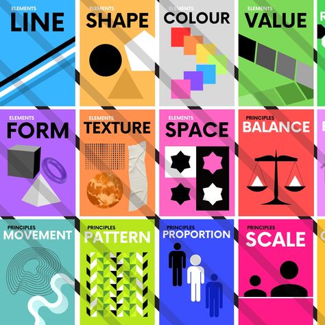 Original designed high quality posters for the Elements and Principles of Design. Created by myself with the intended use being in classrooms/learning environments.  Digital Download. Includes 19 posters. (with an extensive range of principles)   Colour and Color option both included. File size is A2, meaning it can be printed out A2, A3, A4, A5 etc. Easy Graphic Design Projects, Design Principles Architecture, Elements And Principles Of Design, Easy Graphic Design, Illustration Software, Art Assignments, Poster Inspiration, Elements And Principles, Interior Design Elements