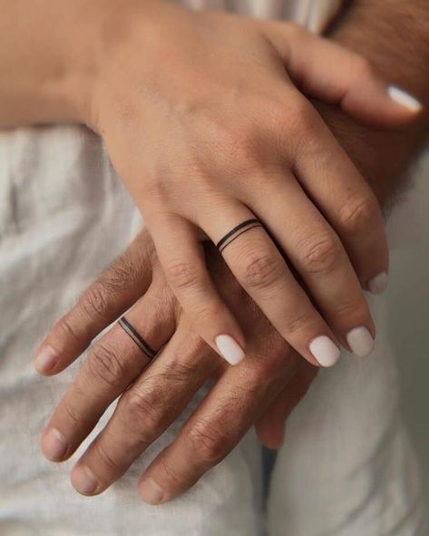 4. Sweet and simple line tattoos Tatoo Ring, Wedding Ring Tattoos, Love Wrist Tattoo, Simple Finger Tattoo, Simple Line Tattoo, Anniversary Tattoo, Ring Tattoo Designs, Wedding Band Tattoo, Ring Tattoo