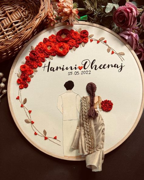 Diy Embroidery Thread, Wedding Embroidery Hoop, Embroidery Hoop Art Diy, Simple Hand Embroidery Patterns, Basic Hand Embroidery Stitches, Embroidery Hoop Crafts, Hand Embroidery Patterns Free, Wedding Hoop, Embroidery Hoop Wall Art