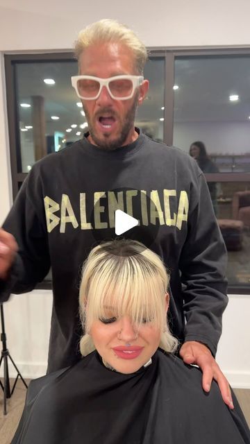 Wayne Tuggle on Instagram: "How I cut wide bangs #bangs #fringe #fringebangs #waynetugglehair #haircuts #hairtutorial" Diy Feathered Bangs, Layered Fringe Bangs, How To Trim Bangs Tutorials, Short Parted Bangs, Wide Bangs Hairstyle, Fine Blonde Hair With Bangs, Diy Shaggy Bangs, How To Style Full Bangs, How To Cut Micro Bangs