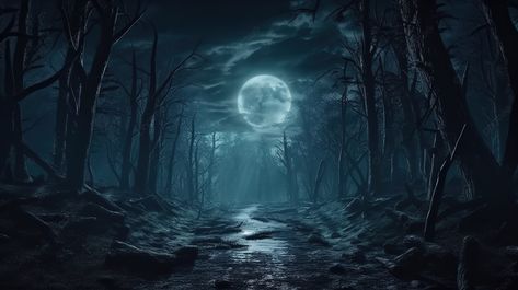 Scary Forest Background, Background Scary, Nighttime Landscape, Horror Background, Scary Forest, Haunted Forest, Cocktail Cabinet, Illustration Background, 3d Illustration