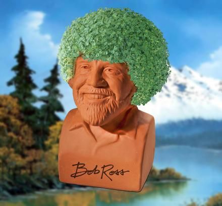 Bob Ross Chia Pet Lets You Grow a Happy Little Bush on Bob's Head Chia Pet, The Joy Of Painting, Handmade Planter, Seed Pack, Halloween Ii, Unique Pottery, Decorative Planters, Pottery Planters, Bob Ross