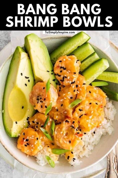 Shrimp Rice Bowl Yum Yum Sauce, Healthy Shrimp Dishes Clean Eating, Easy Healthy Meals Shrimp, Sushi Bowls With Shrimp, Tasty Clean Eating Recipes, Spicy Mayo Shrimp Bowl, Healthy Dinner Recipes For Two Fish, Cucumber And Rice Recipes, Shrimp And Rice Recipes Easy Healthy