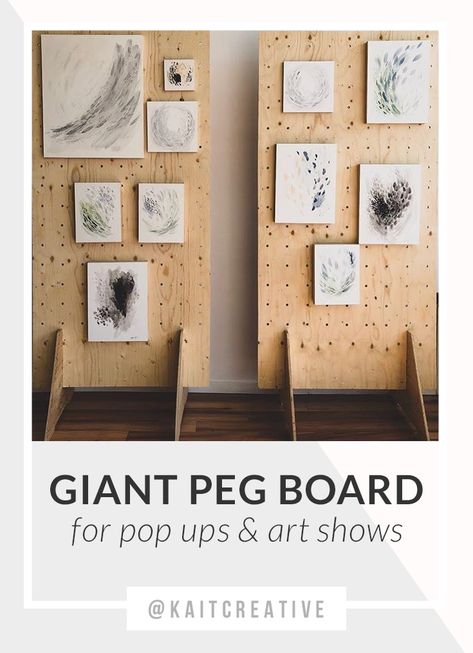 oversized peg boards to display abstract artwork. Collapsable for easy transport to new venues. Great for trades shows and pop ups. #pegboard #originalart Pegboard Art Display, Pegboard Stand Diy, Peg Board Stand Diy, Art Market Display Ideas, Pegboard Display Ideas, Art Booth Ideas, Pegboard Display Craft Show, Pop Up Stand Ideas, Art Store Display