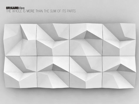 Parametric Wall Design, Origami Tiles, Parametric Design Architecture, Architecture Origami, Wall Pattern Design, Folding Architecture, Origami Wall Art, Origami Architecture, 3d Wall Tiles